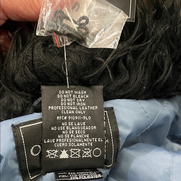 Vintage Black and Blue Women's Teddy Jacket Genuine Leather - Picture 12 of 12